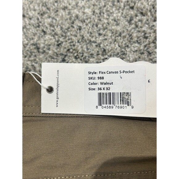 NWT Genteal Men's Pants Size 36 x 32 Flex Canvas 5-Pocket Stretch 988 Walnut - Picture 4 of 6